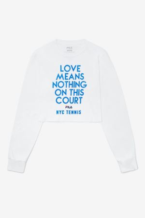 FILA Nyc Loves Means Crops Long Sleeve Shirts White,Womens Tennis | CA.VQYOZG091